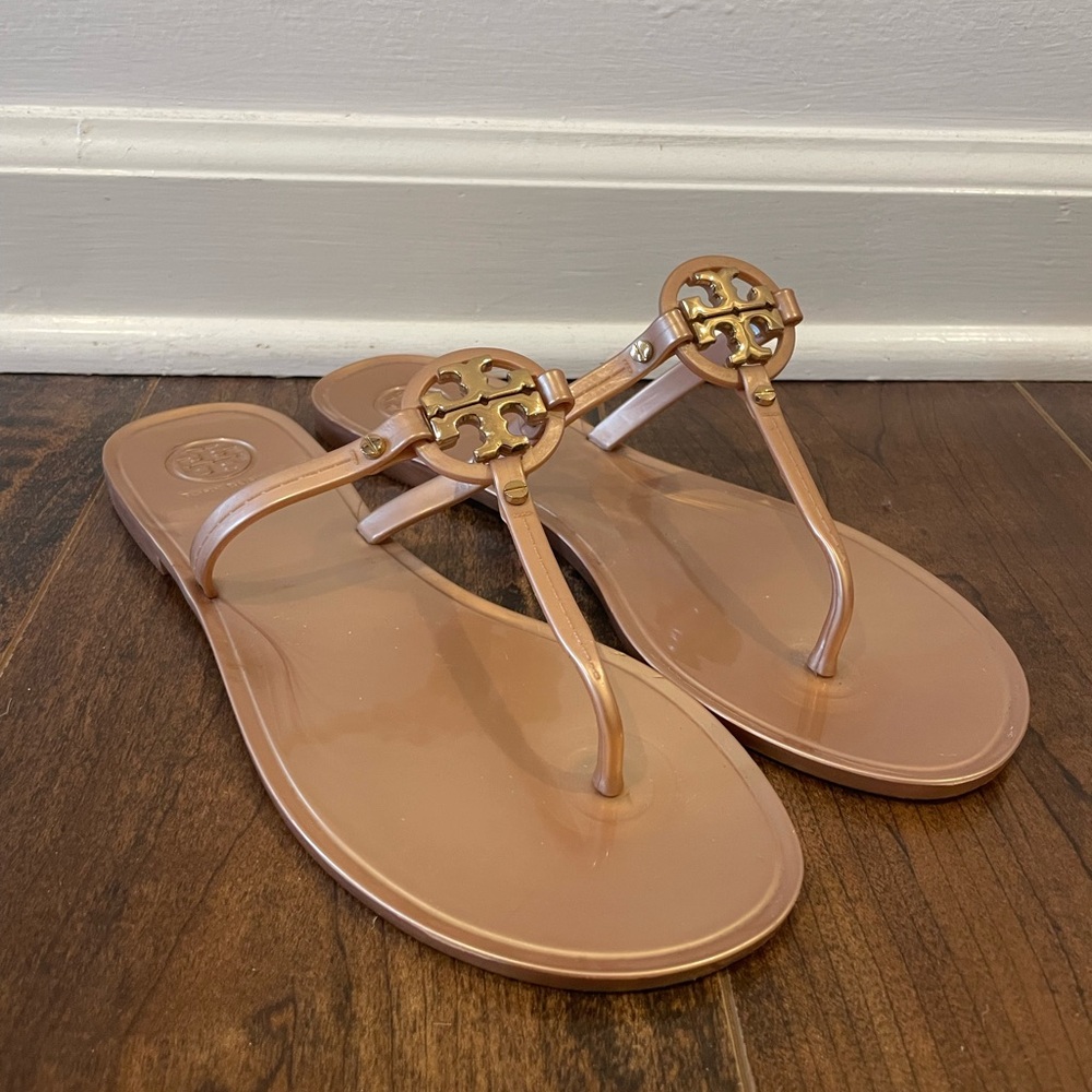 Tory Burch Rose Gold and Gold Jelly Sandals Womens Sz 8
